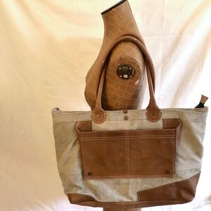 Leather & Canvas Tote by Mona B